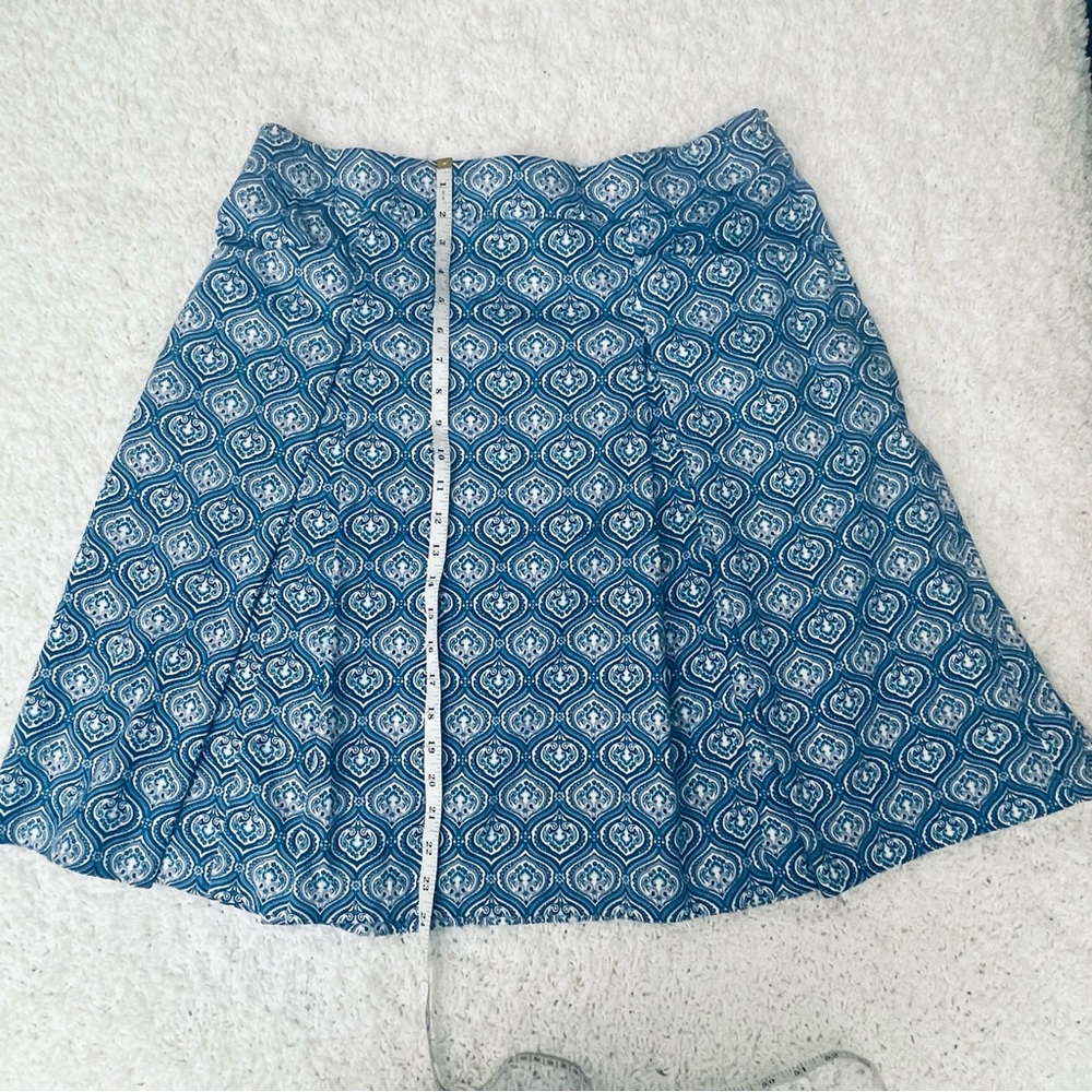 George ME Blue Geometric A-Line Skirt with pockets Size 14